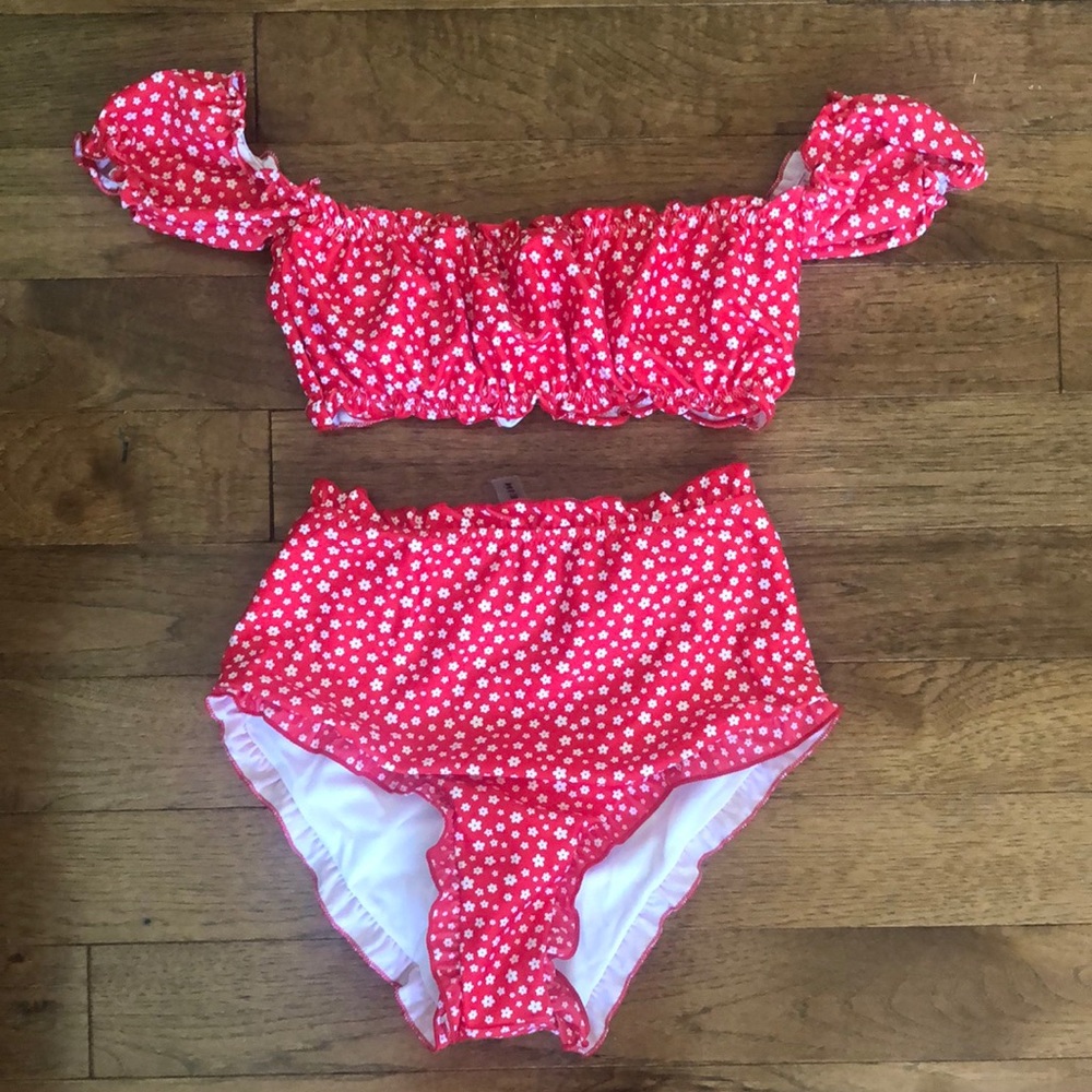 SHEIN ditsy floral high-waisted bikini set